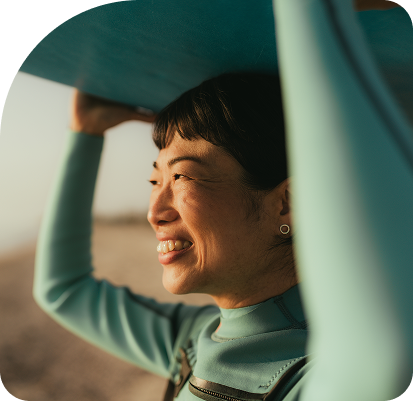 woman with surfboard