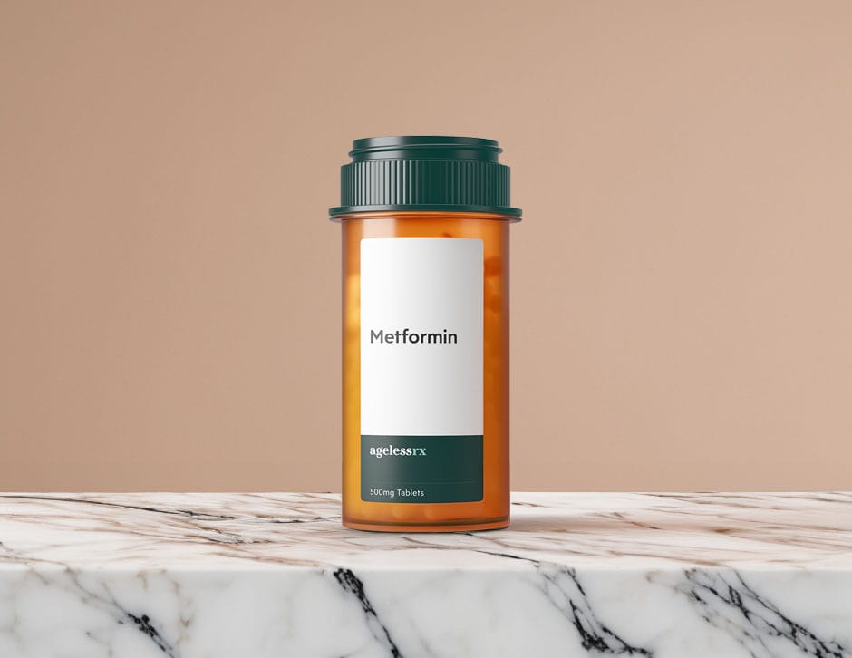 Metformin bottle on countertop